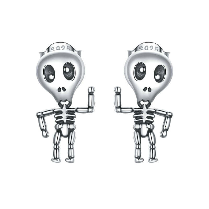Alien Skeleton Earrings (Silver)