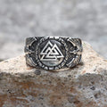 Valknut Raven Stainless Steel Viking Ring