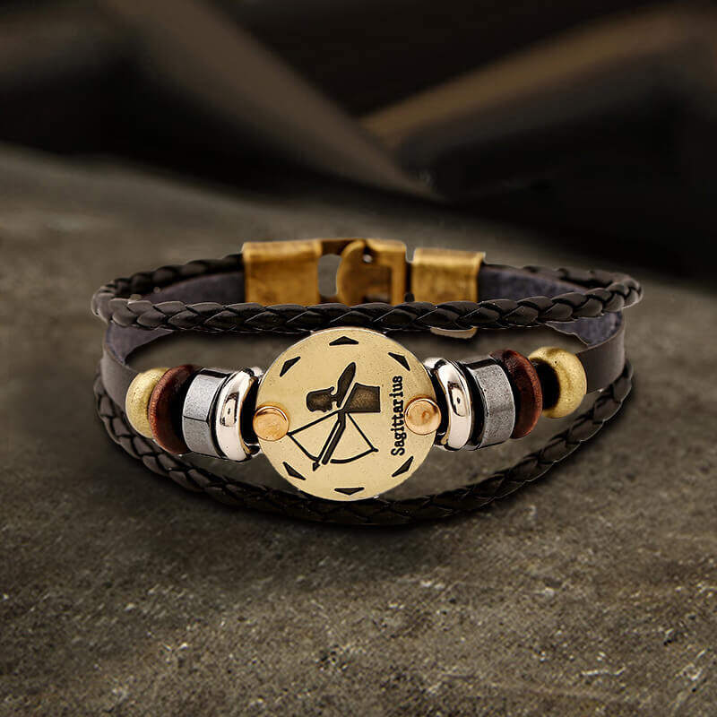 12 Constellation Alloy Leather Bracelet