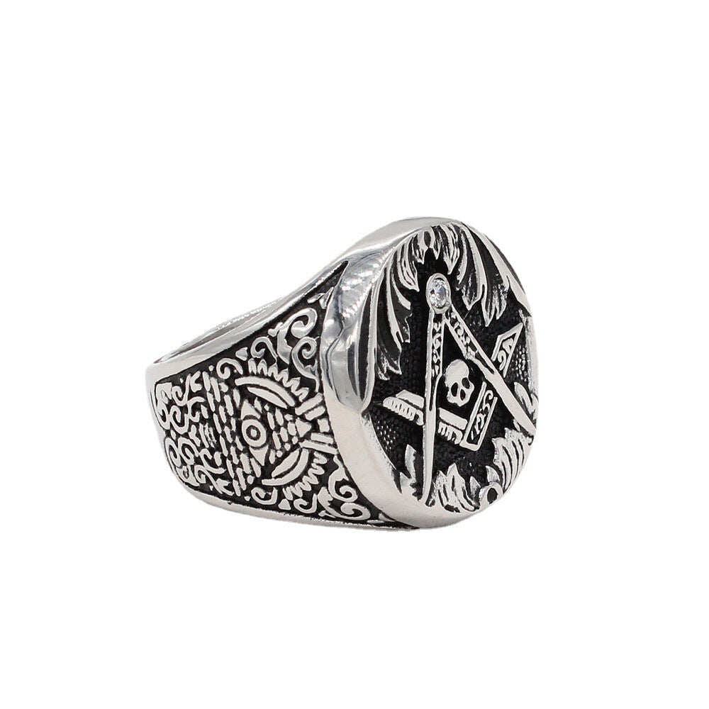 AG Skull Stainless Steel Mason Ring