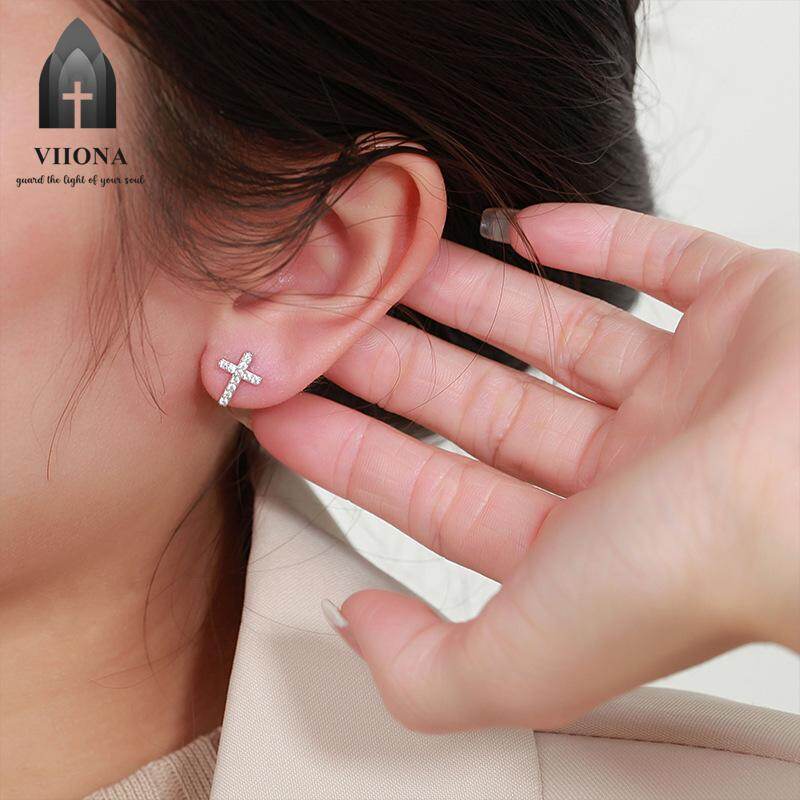 Viiona 925 Silver Premium Cross Stud Earrings
