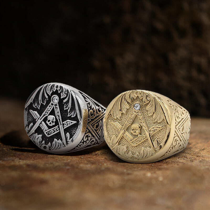 AG Skull Stainless Steel Mason Ring