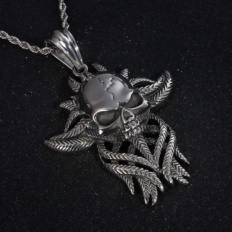 Jungle Skull Necklace (Steel)