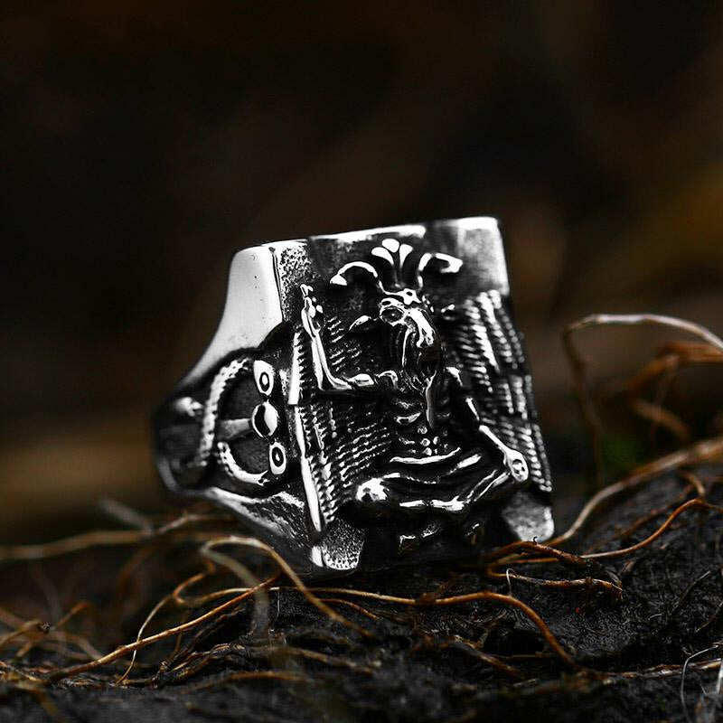 Baphomet Stainless Steel Satan Ring
