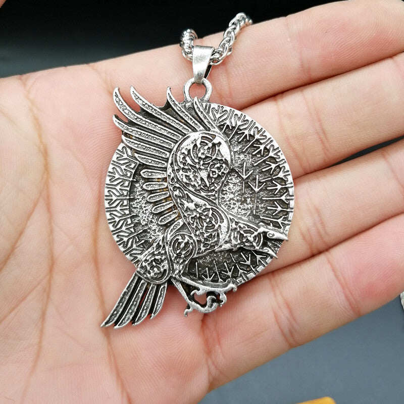 Viking Raven Pendant Necklace