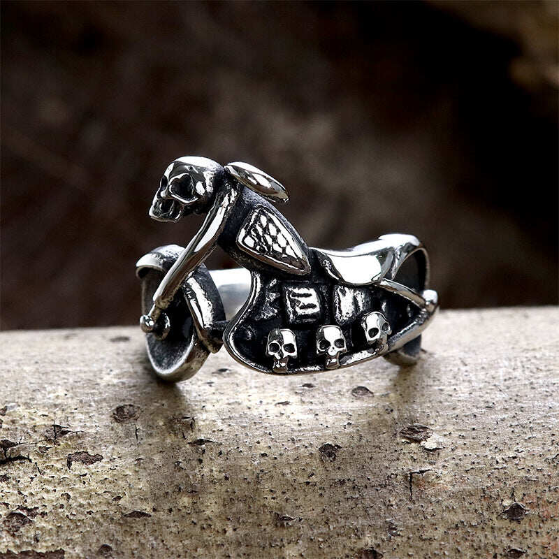 Motorcycle Skull Stainless Steel Biker Ring