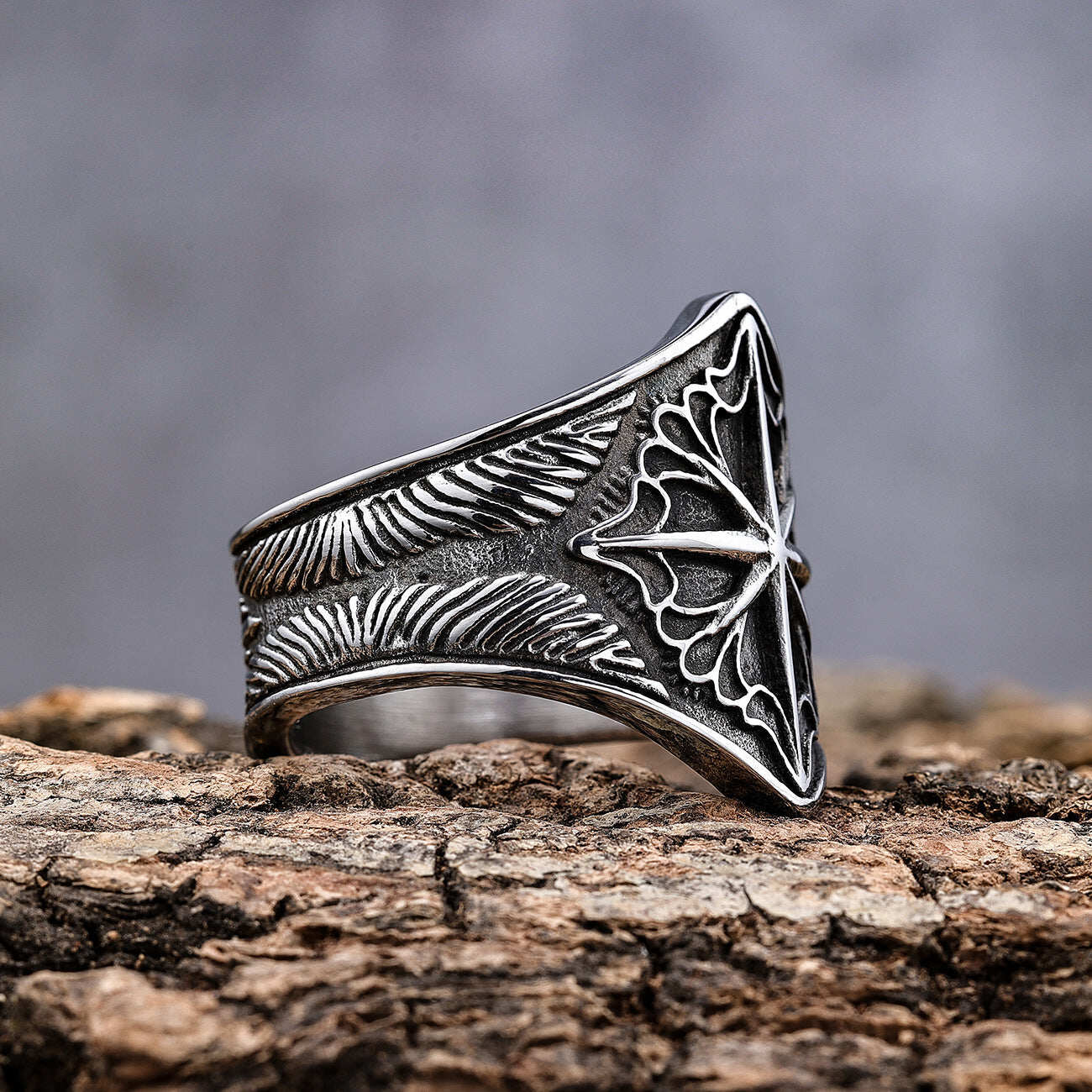 8 Point Star Stainless steel Ring