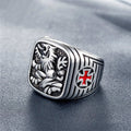Lion Rampant & Iron Cross Ring - Stainless Steel