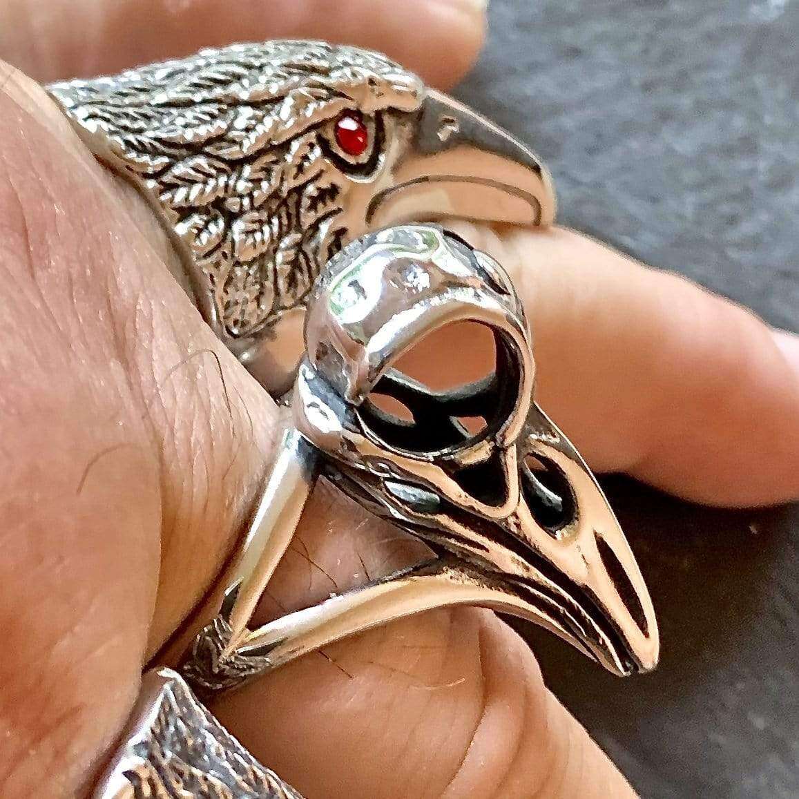 Viking Raven Skull Ring - Sizes 7-13 - R139