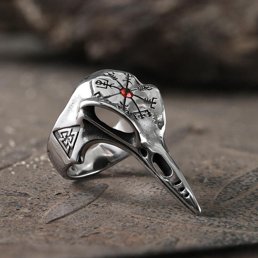 Icelandic Vegvisir Raven Stainless Steel Ring