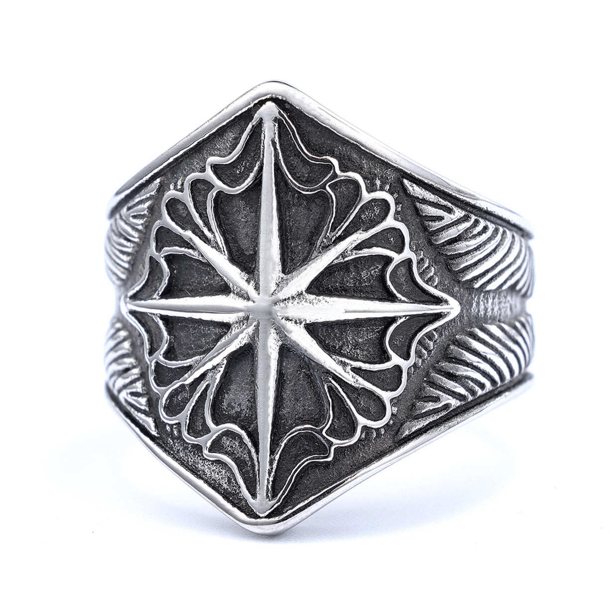8 Point Star Stainless steel Ring