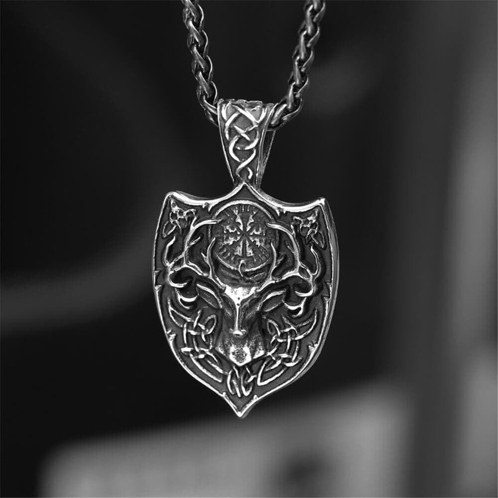 Viking Stag Vegvisir Stainless Steel Pendant