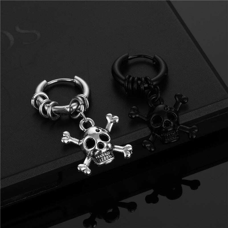 Skull and Cross Bones Earrings (Steel)