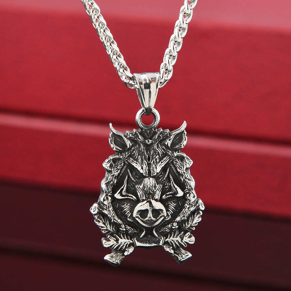 Viking Celtic Boar Pendant Necklace