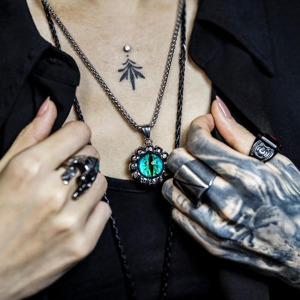 Evil Eye Stainless Steel Skull Pendant