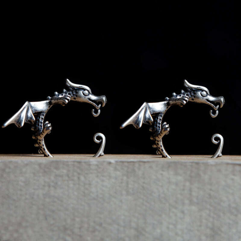 Gothic Dragon Sterling Silver Ear Cuff Earring