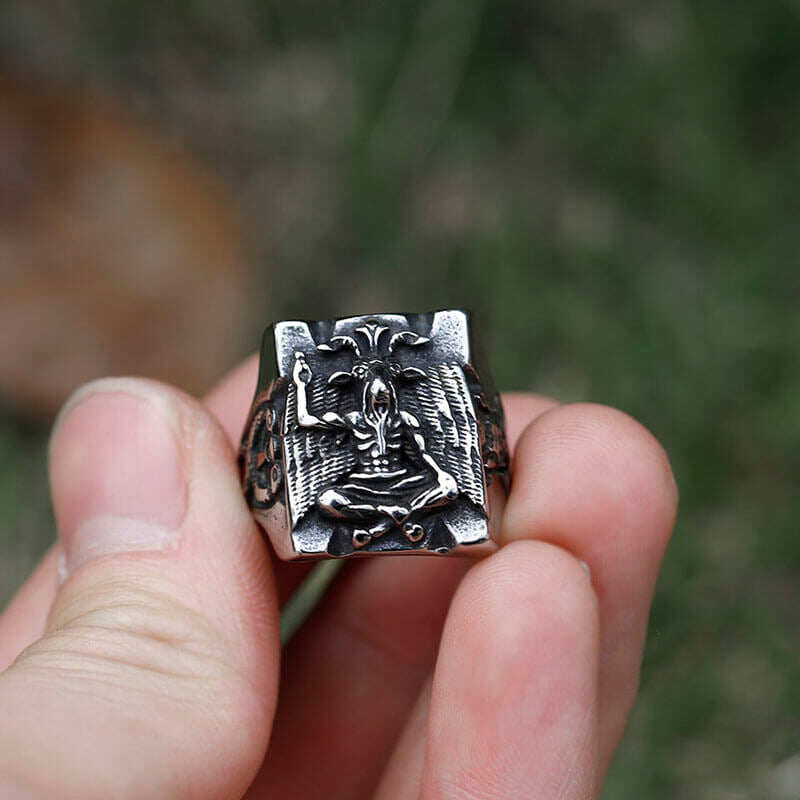 Baphomet Stainless Steel Satan Ring