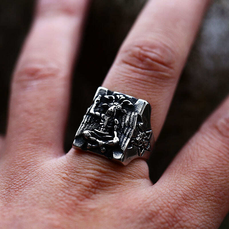 Baphomet Stainless Steel Satan Ring
