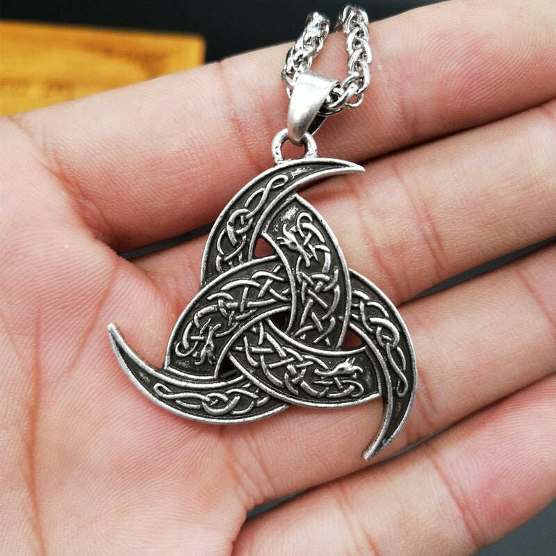 Viking Celtic Dragon Triangle Pendant Necklace