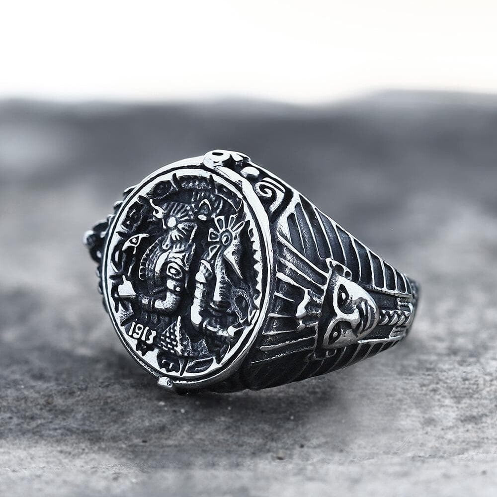 Ancient Egyptian Pharaoh Horus Tutankhamun Stainless Steel Ring