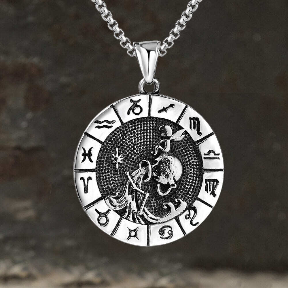 12 Constellation Divination Stainless Steel Pendant