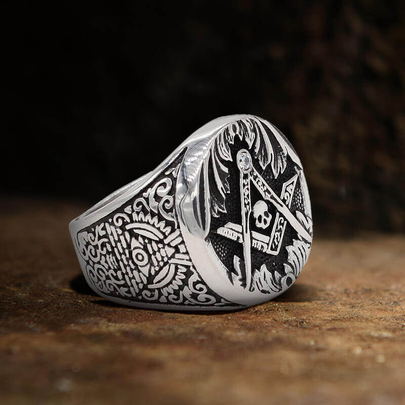 AG Skull Stainless Steel Mason Ring