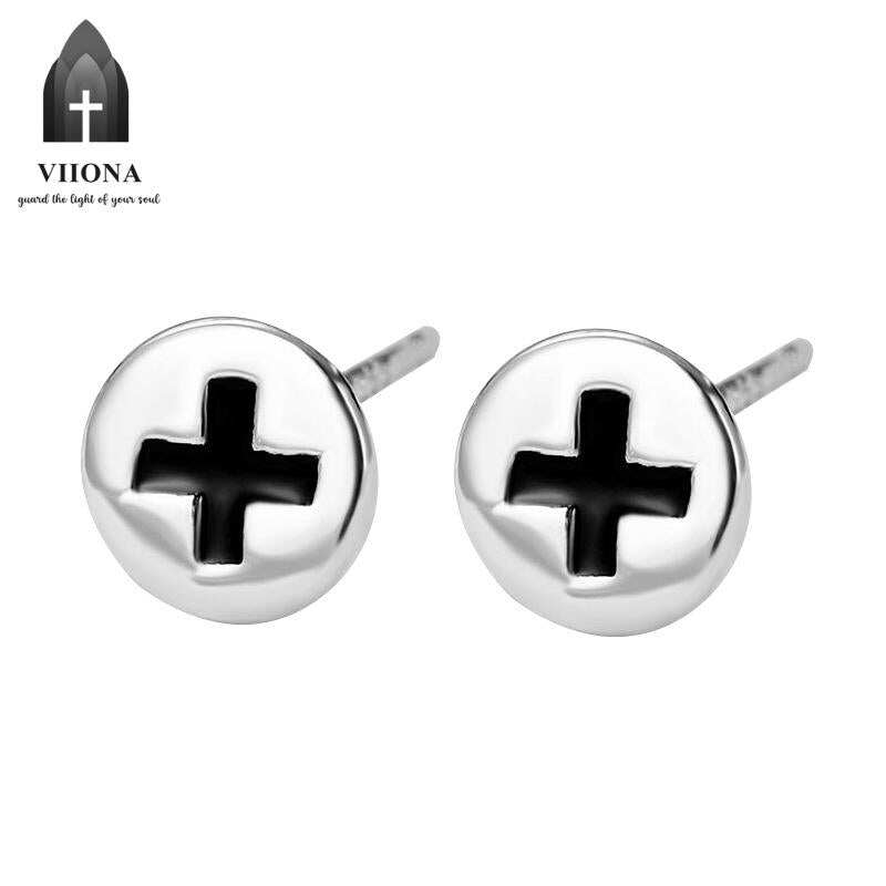 Viiona 925 Silver Cross Stud Earrings