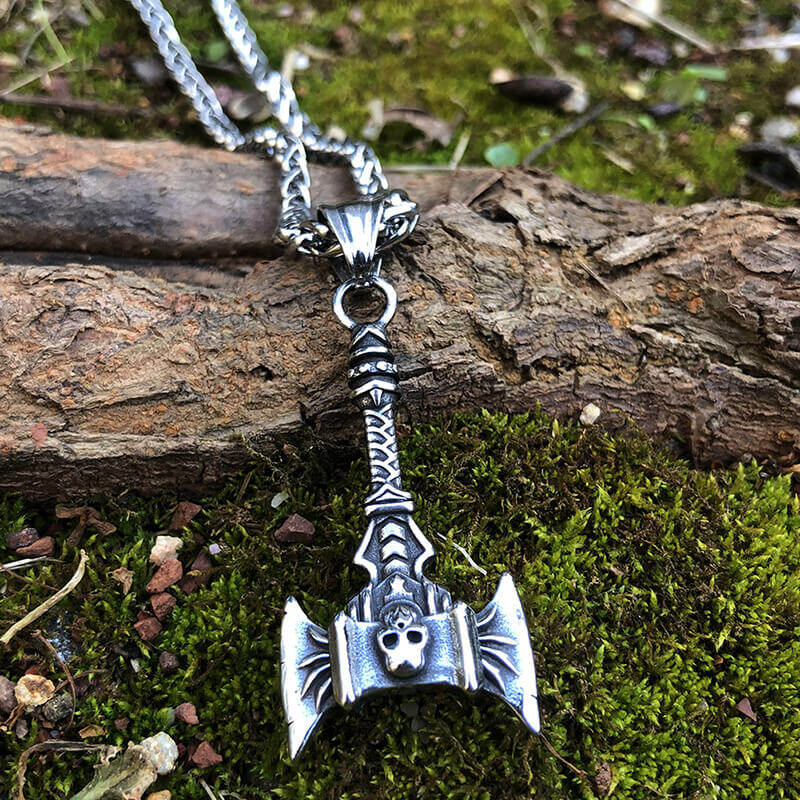Skull Axe Stainless Steel Viking Pendant