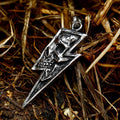 Vintage Lightning Bolt Skull Stainless Steel Pendant