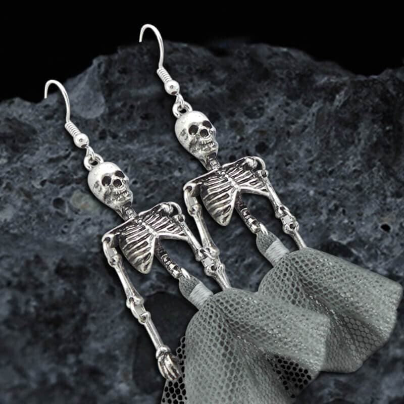 Halloween Joint Movable Dancing Skull Alloy Earrings