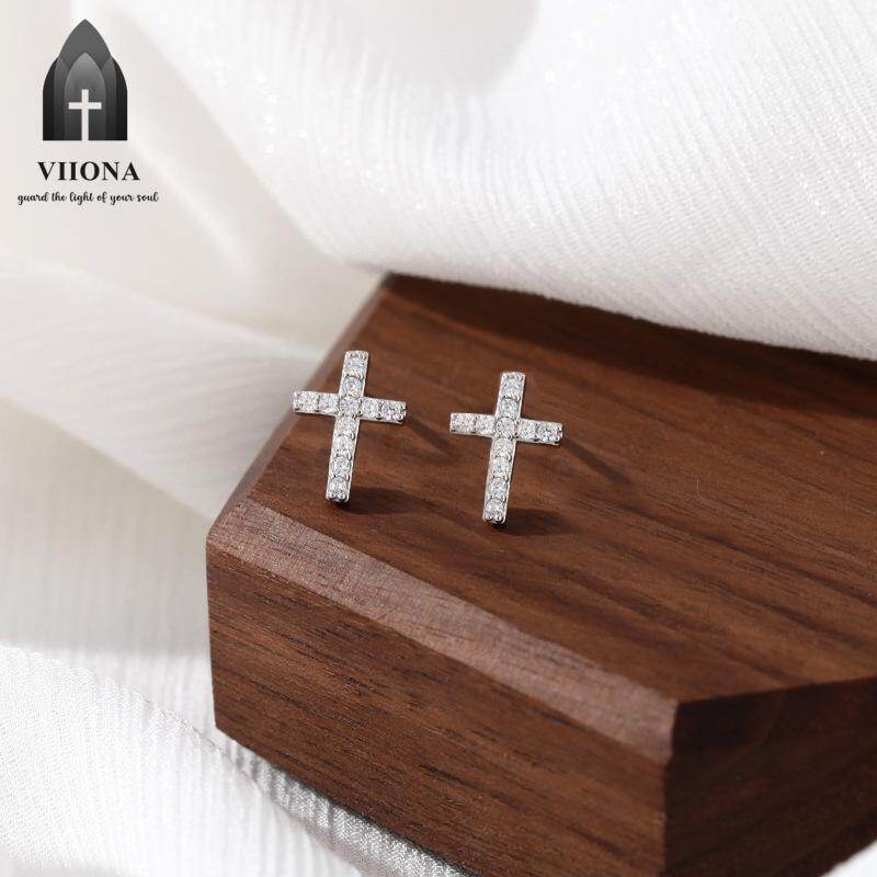 Viiona 925 Silver Premium Cross Stud Earrings