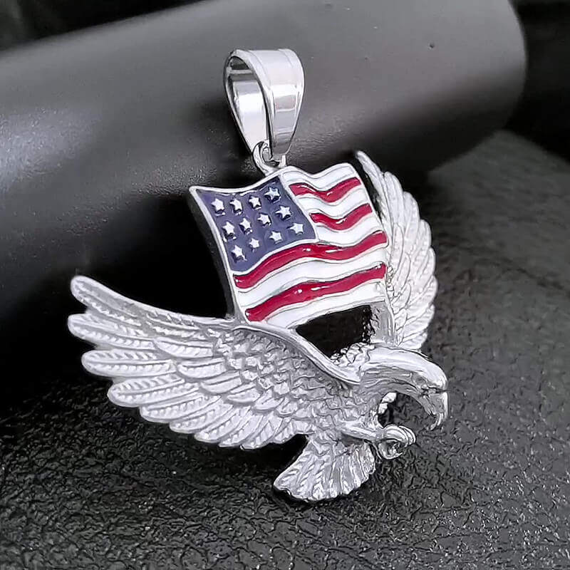 American Flag Eagle Stainless Steel Pendant