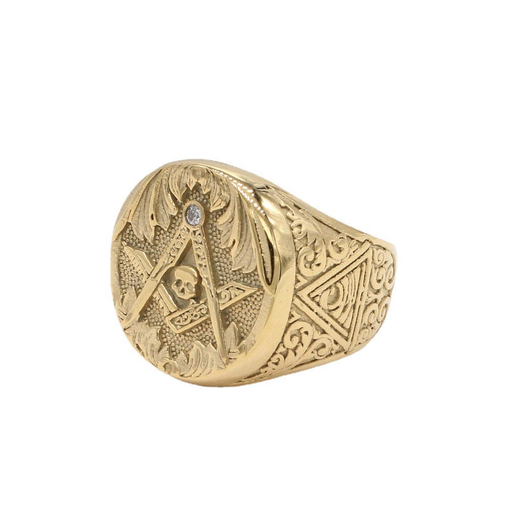AG Skull Stainless Steel Mason Ring