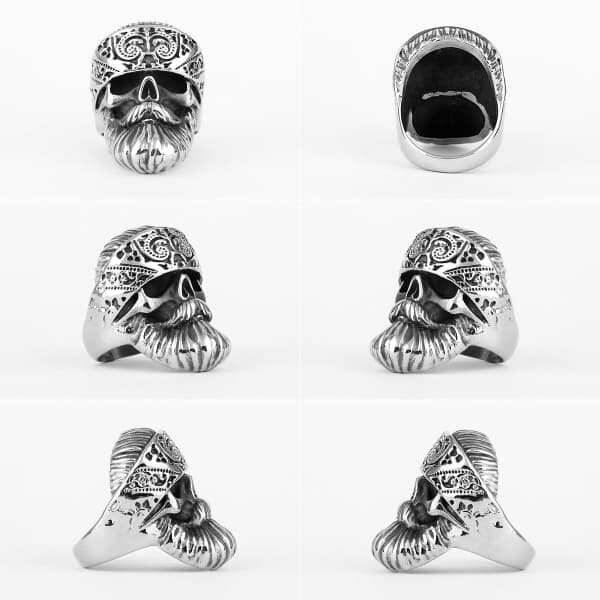 Bandana Beard Skull Ring