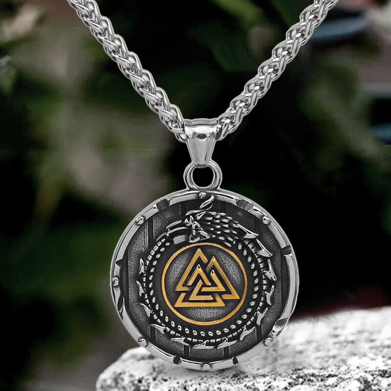 Valknut Ouroboros Stainless Steel Viking Pendant
