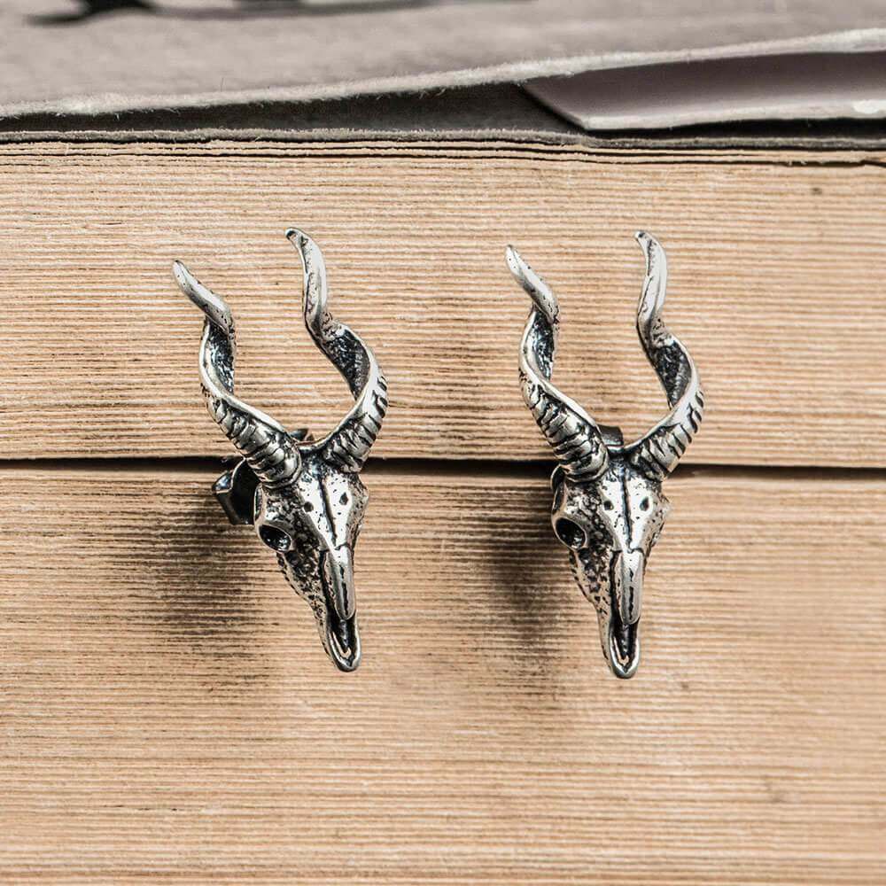 Goat head Sterling Silver Stud Satan Stud Earring
