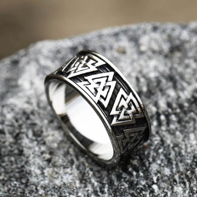 Retro Valknut Stainless Steel Viking Ring