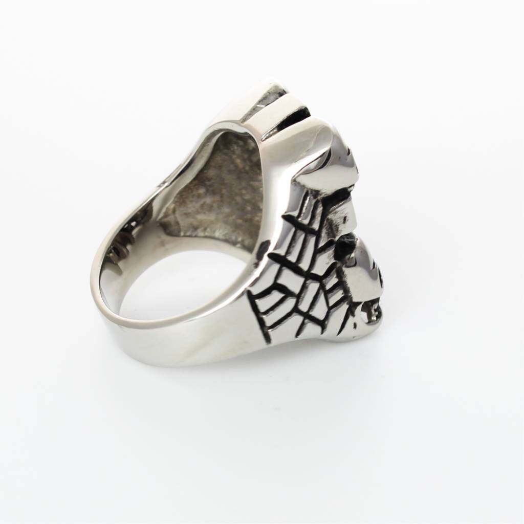 Skulls Cross Ring - Stainless Steel - 010183
