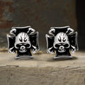 Iron Cross Stainless Steel Skull Stud Earring