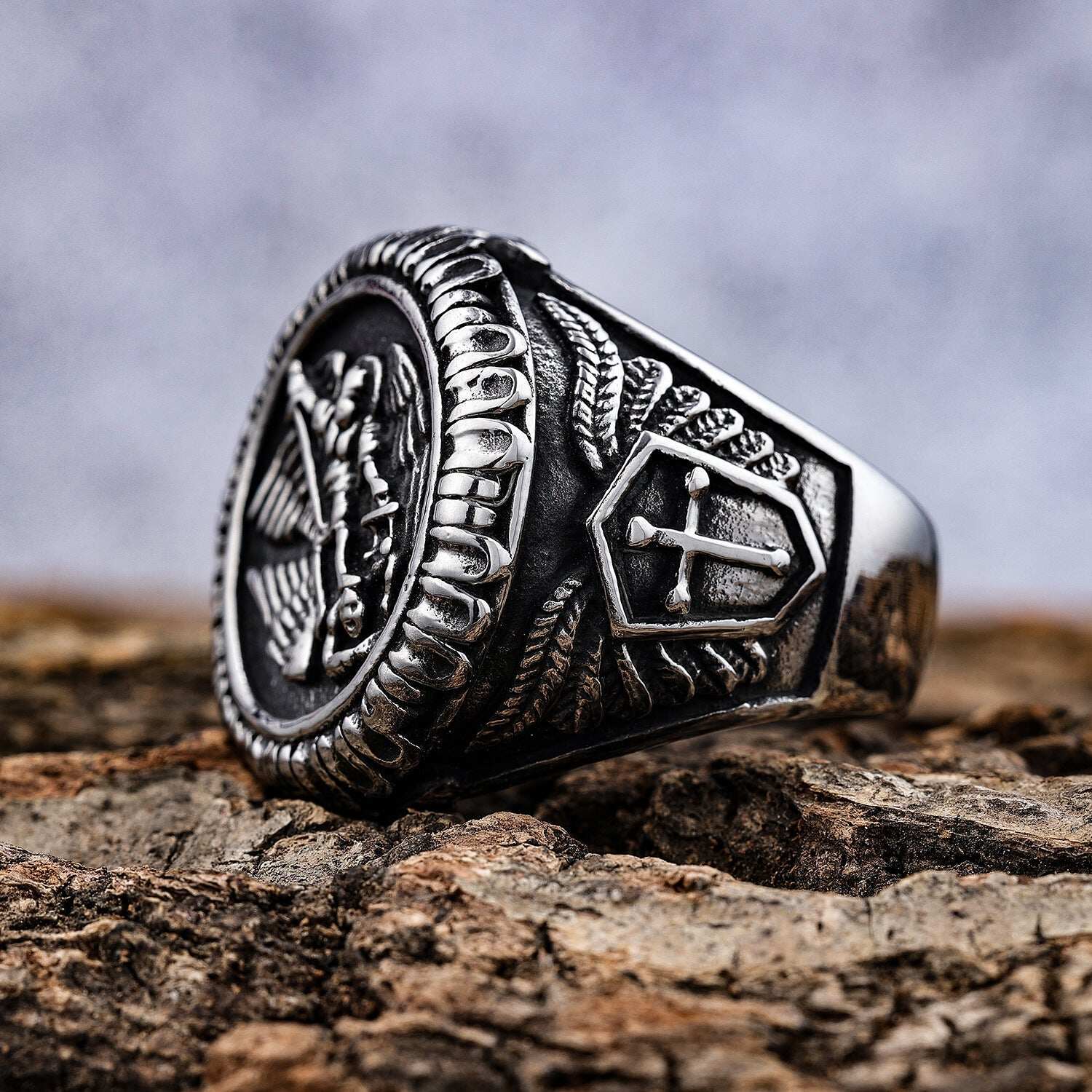 Archangel Saint Michael Stainless Steel Men’s Ring Handcrafted